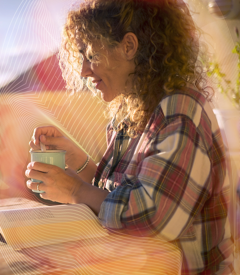 Woman Reading with Tea